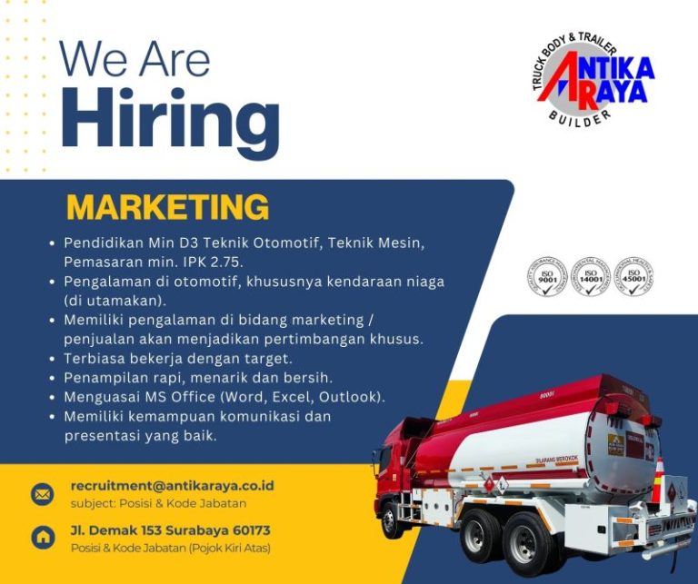 Lowongan Marketing PT Antika Raya Surabaya
