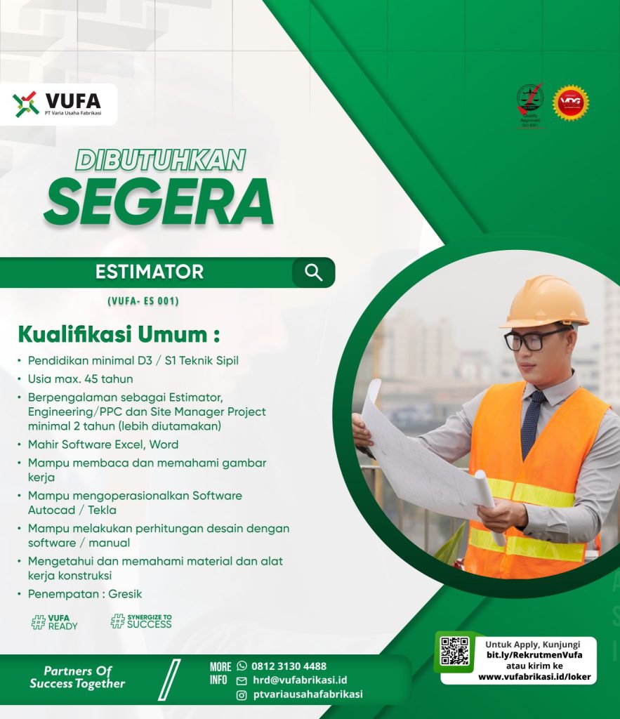 Lowongan Kerja PT Varia Usaha Fabrikasi Gresik dan Tuban