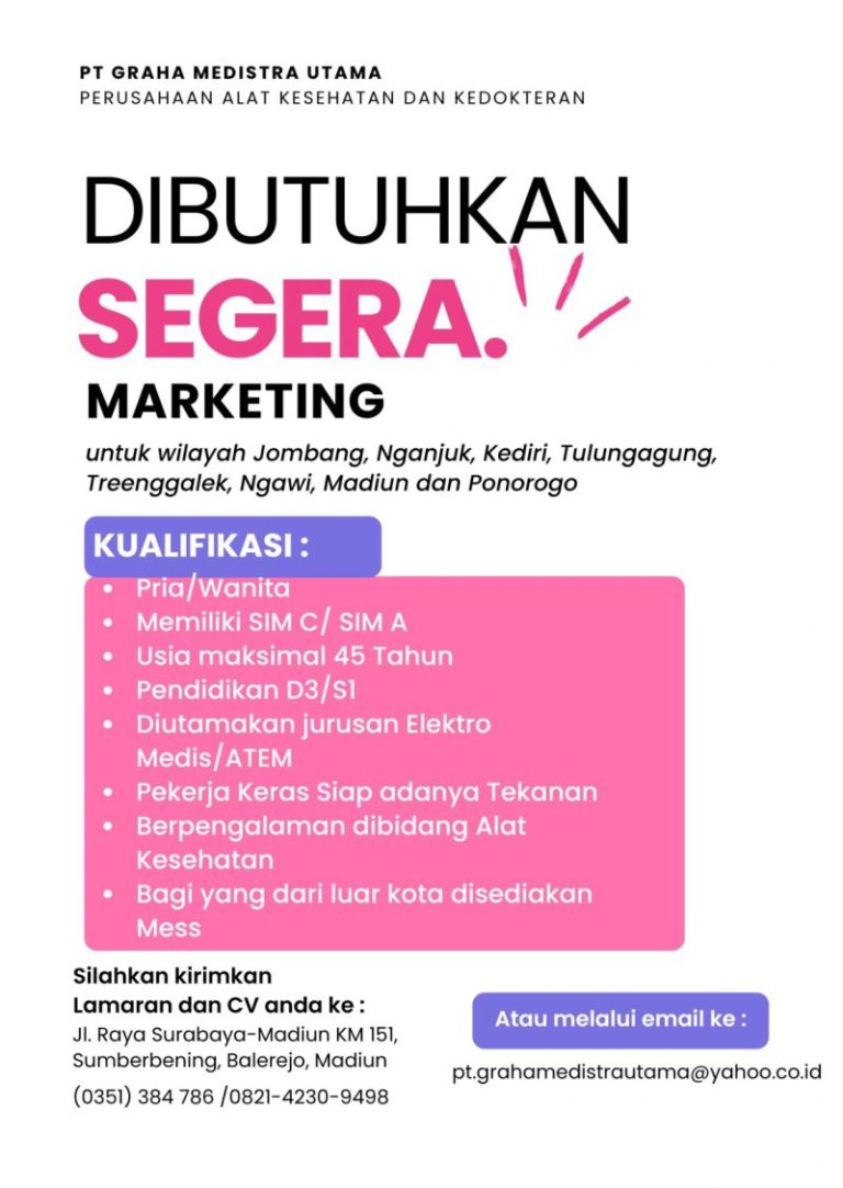 Lowongan Kerja PT Graha Medistra Utama Jawa Timur 