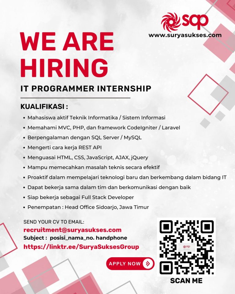 Lowongan Kerja Magang IT Programmer Surya Sukses Group Sidoarjo