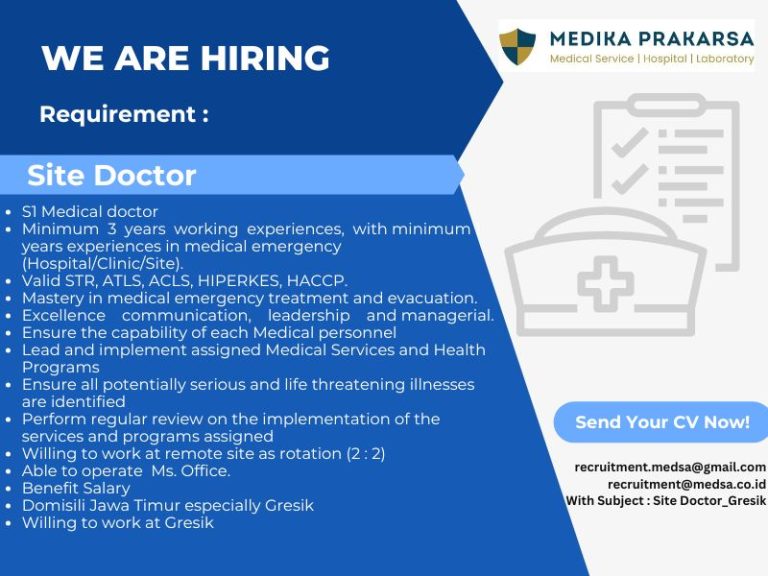 Lowongan Kerja Dokter Klinik PT Medika Prakarsa Gresik
