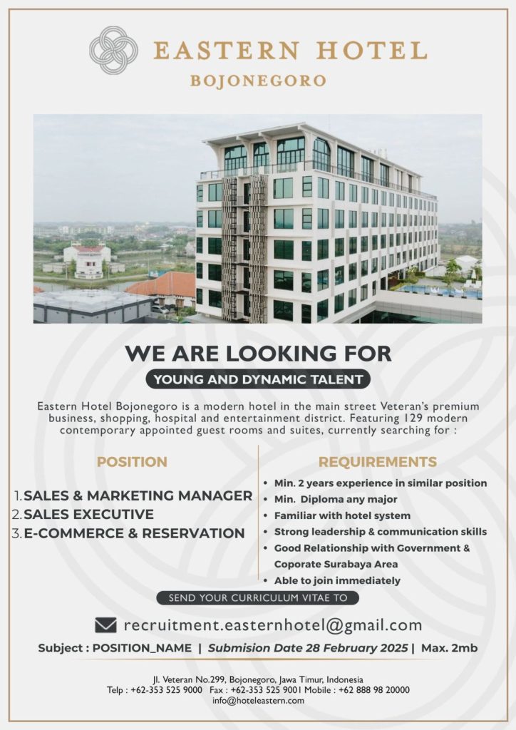 Lowongan Kerja Eastern Hotel Bojonegoro