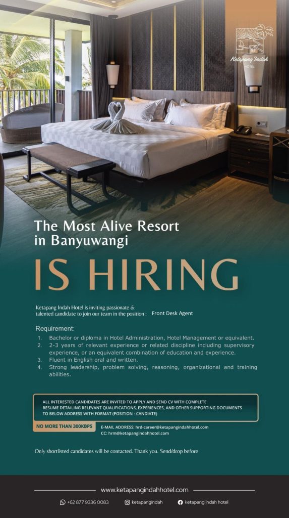 Lowongan Kerja Front Desk Agent Ketapang Indah Hotel Banyuwangi
