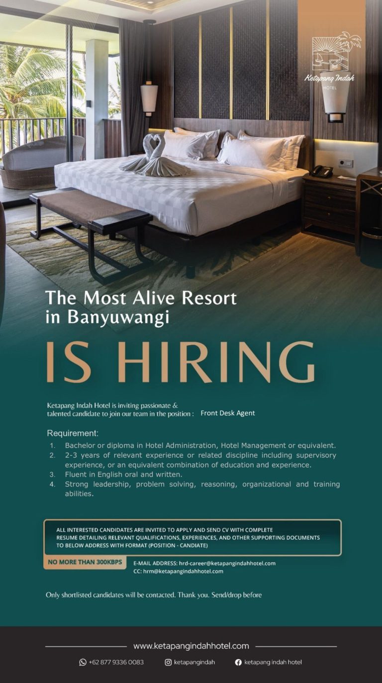 Lowongan Kerja Front Desk Agent Ketapang Indah Hotel Banyuwangi