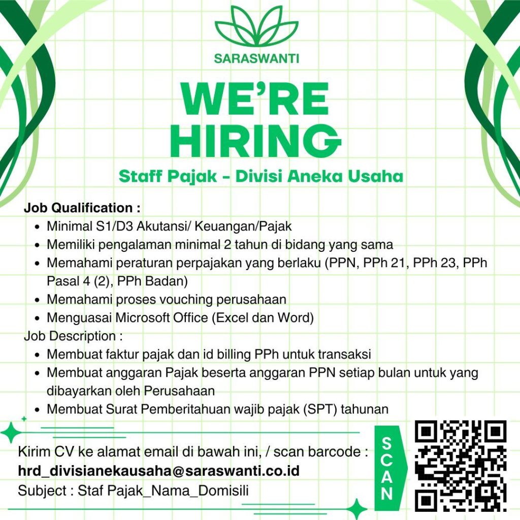 Lowongan Kerja Bidang Finance PT Saraswanti Utama Surabaya 
