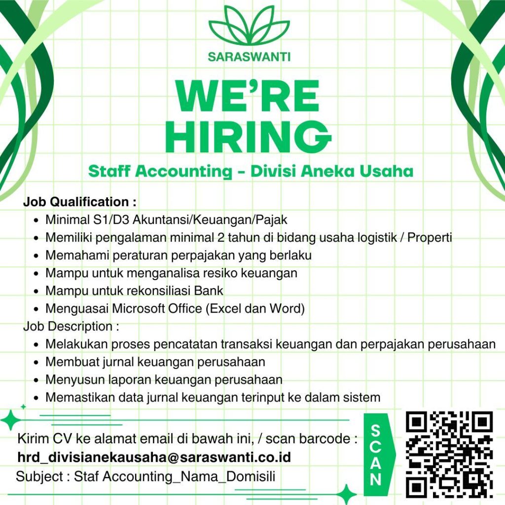 Lowongan Kerja Bidang Finance PT Saraswanti Utama Surabaya 