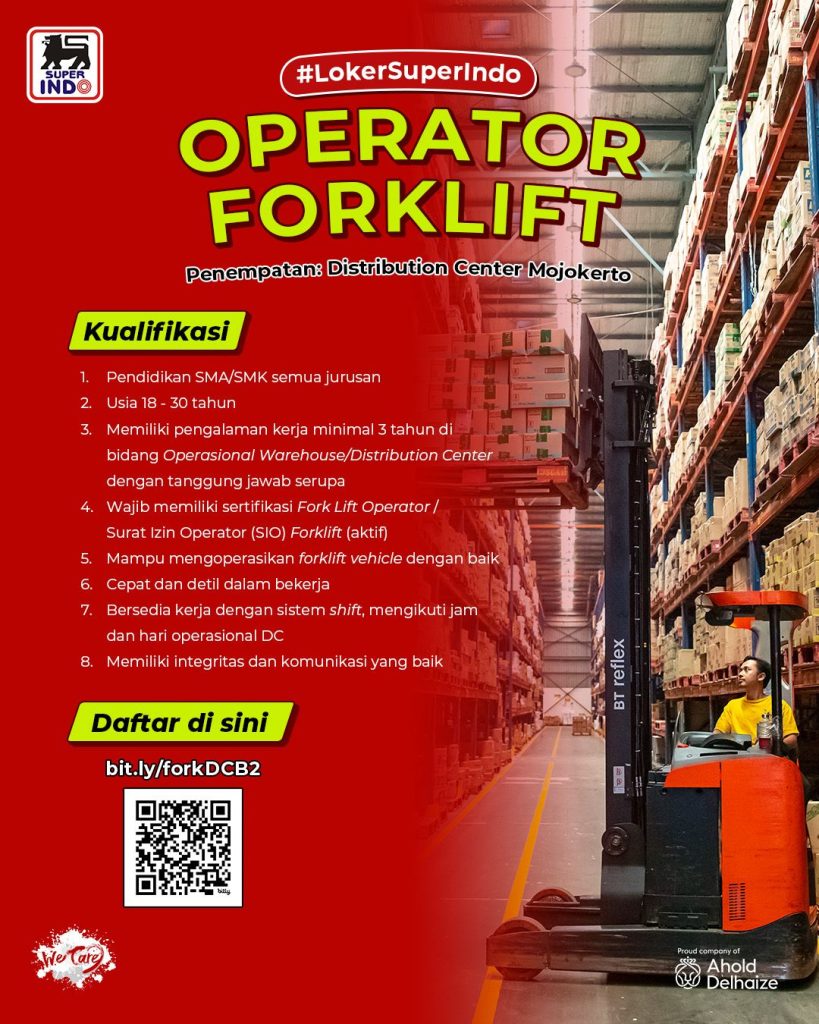 Lowongan Kerja DC Operator Forklift PT Lion Super Indo Mojokerto