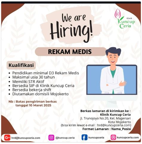 Lowongan Kerja Staf Rekam Medis Klinik Kuncup Ceria Mojokerto